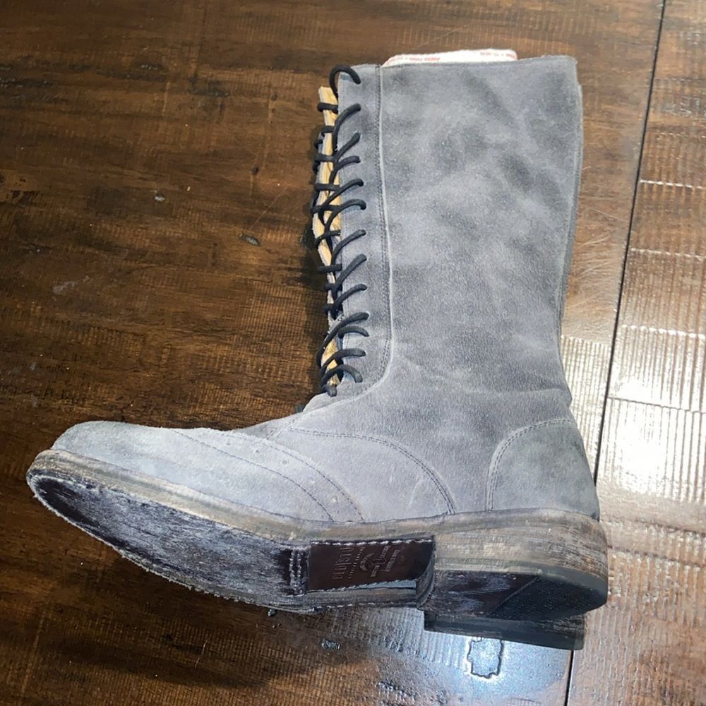 BED|STU Gray Suede Lace-Up Knee Boots - Picture 7 of 12
